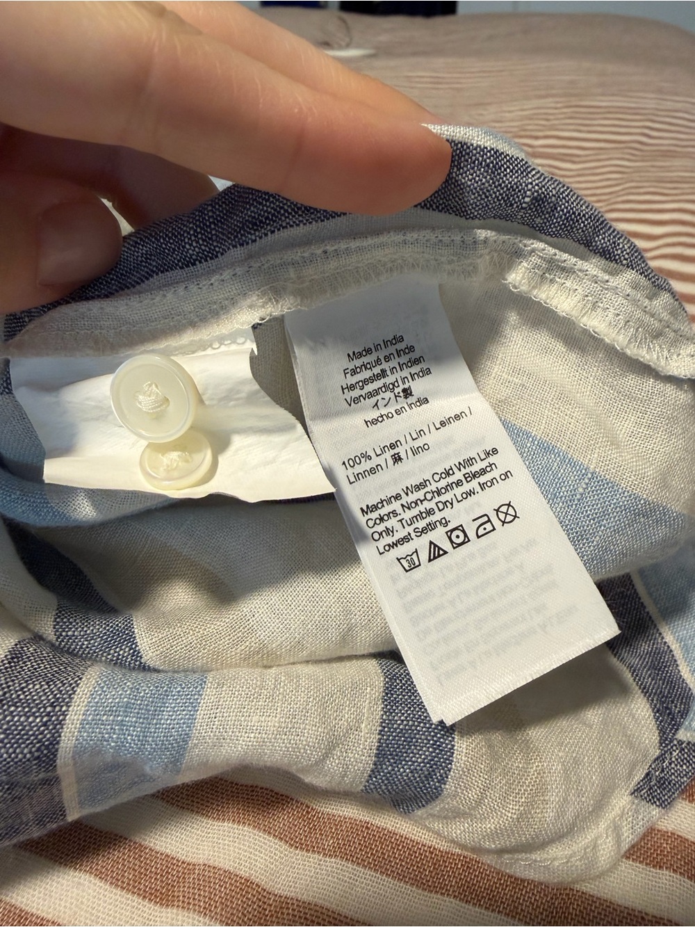 Madewell Striped Linen Y-Neck Button-Down Shirt - Picture 8 of 8
